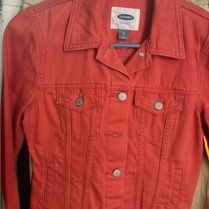 Old Navy Women's Vibrant Coral Salmon/Pink  Jean Jacket